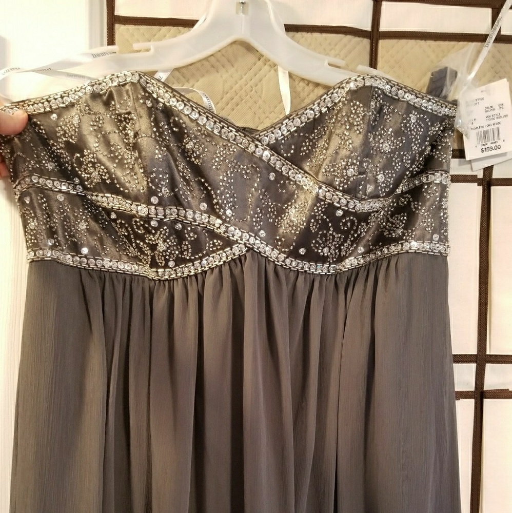 Davids bridal Strapless long beaded gown